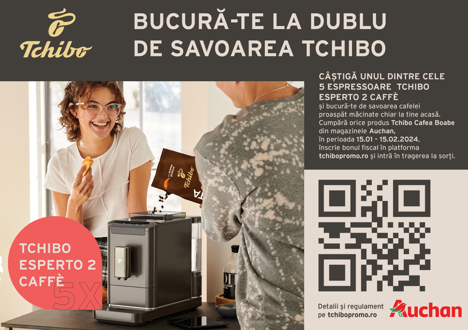 Campanie Auchan <br/> Tchibo Cafea Boabe <br/> 15.01.2024 - 15.02.2024